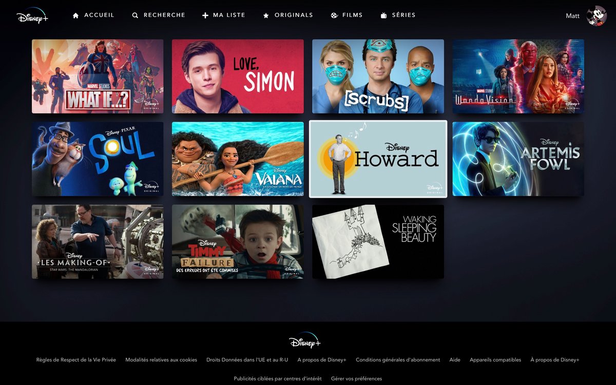 Disney+ - L'onglet Ma liste