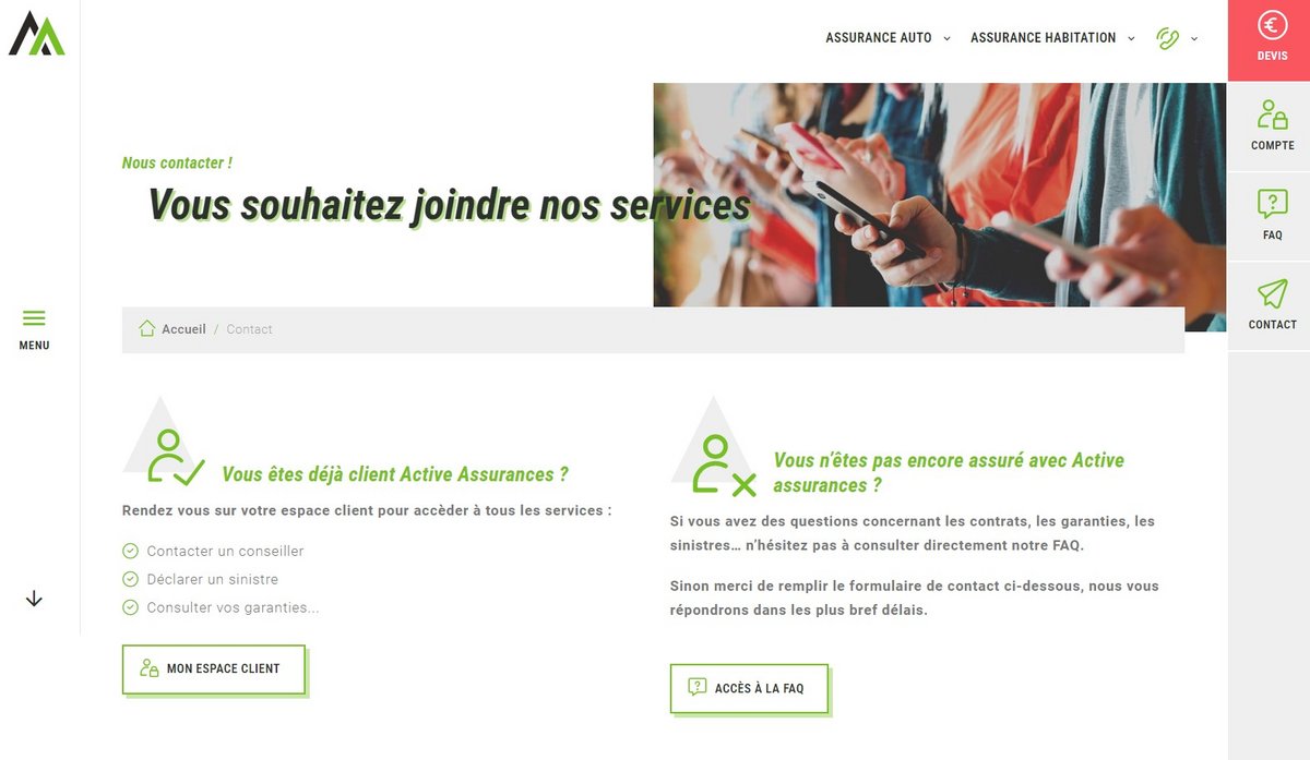 Active Assurances : plusieurs modes de contact et service client 24/7