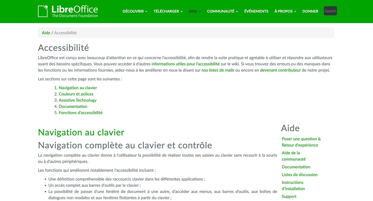 LibreOffice prend très à coeur la question de l'accessibilité © The Document Foundation