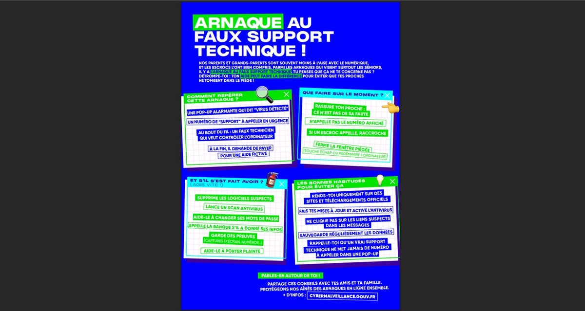 Microsoft, Cybermalveillance.gouv.fr et la section de lutte contre la cybercriminalité du Parquet de Paris, publient une fiche dédiée aux bonnes pratiques et conseils - Capture d'écran ©Mélina Loupia / Clubic