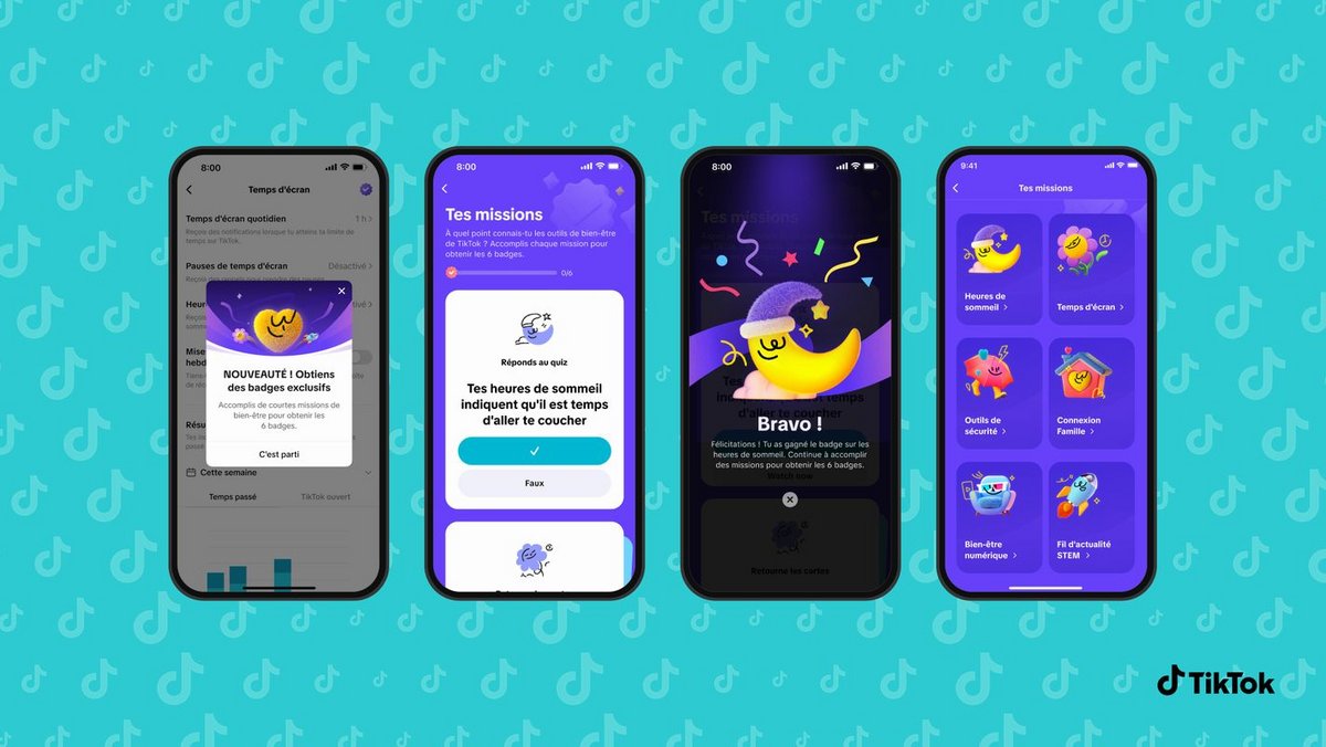 Des "missions" visent à encourager les bonnes pratiques numériques. ©TikTok