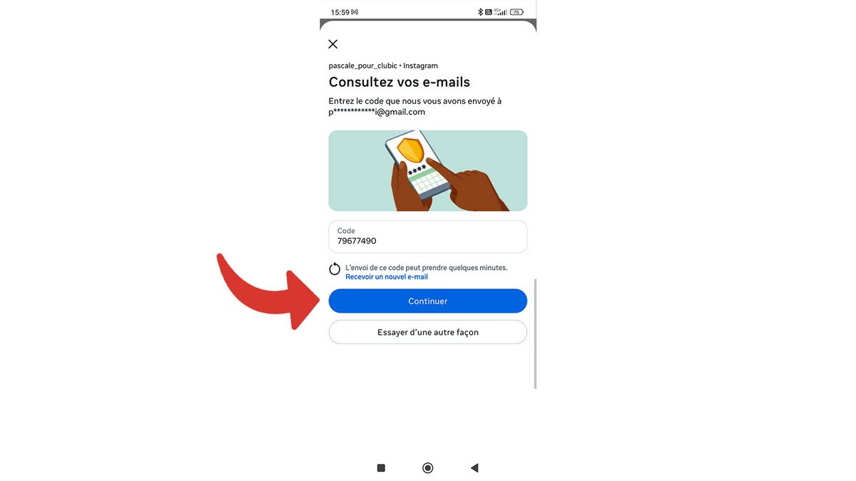 Code de validation pour changement de mot de passe Instagram © Pascale Duc pour Clubic