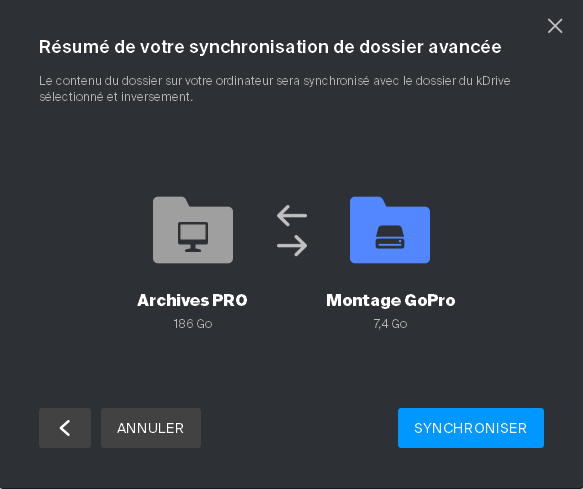 kDrive - Synchronisation des dossiers - @ kDrive