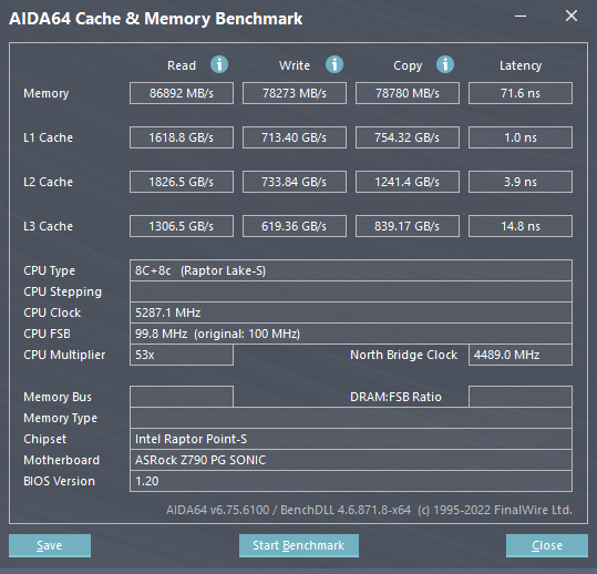 Relevé des performances enregistrées sur AIDA64 © Nerces