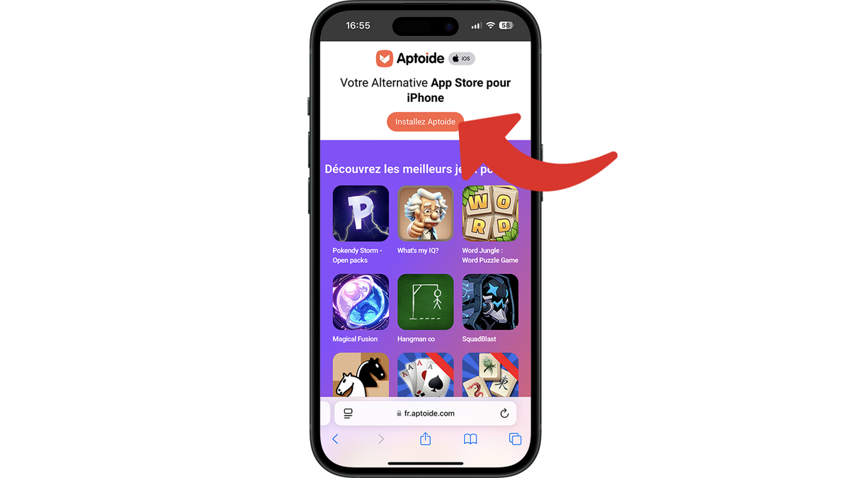 Aller sur la page d'installation d'Aptoide s