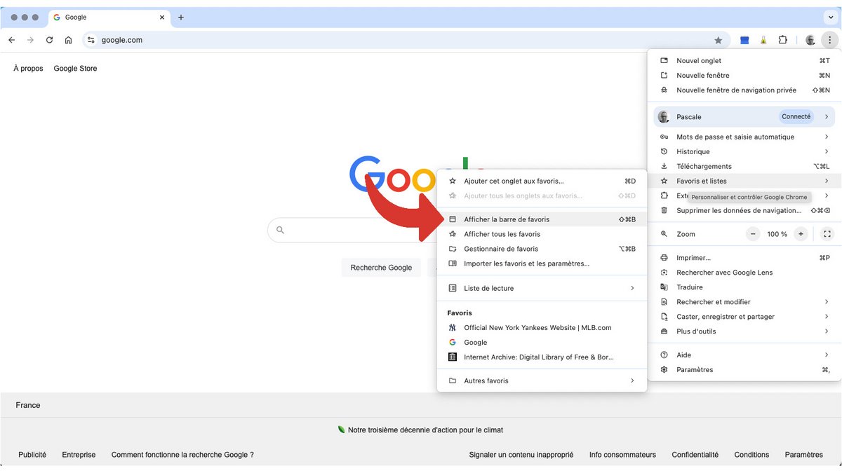 Afficher la barre de favoris dans Chrome © Pascale Duc pour Clubic