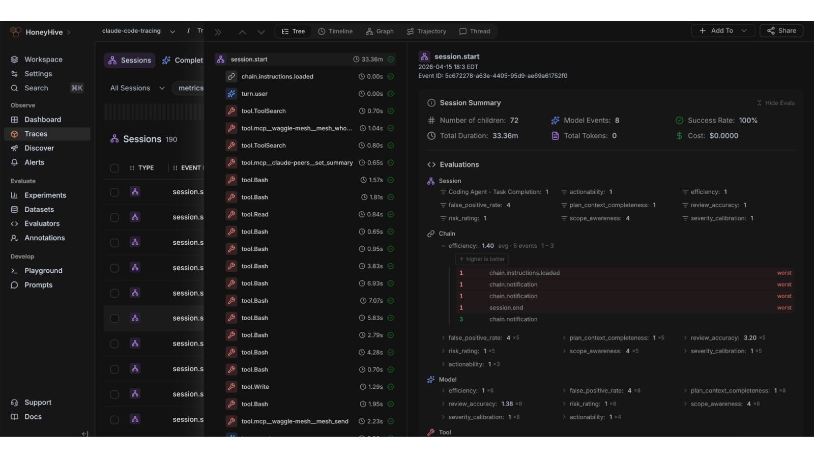 HoneyHive est une plateforme consacrée à la surveillance, à l'évaluation et à l'optimisation des agents IA et des applications d'intelligence artificielle en production. © HoneyHive AI