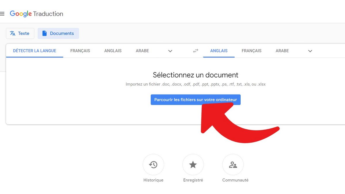 Google Traduction traduire un document