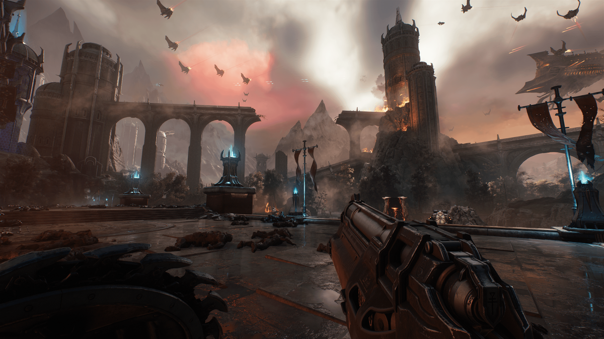 Admirez l'impact du path tracing sur le rendu de DOOM: The Dark Ages : à gauche sans, à droite avec. ©NVIDIA