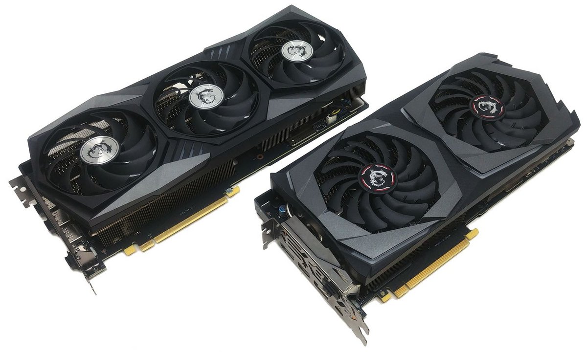 Un ordre de grandeur : la RTX 3080 Gaming X Trio à côté de la RTX 2070 Gaming X Trio © Nerces pour Clubic