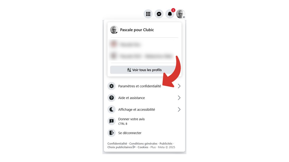 Paramètres et confidentialité Facebook © Pascale Duc pour Clubic