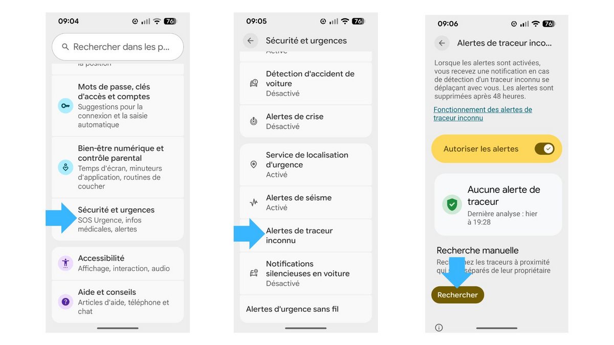 Rechercher les traceurs à proximité. ©Google