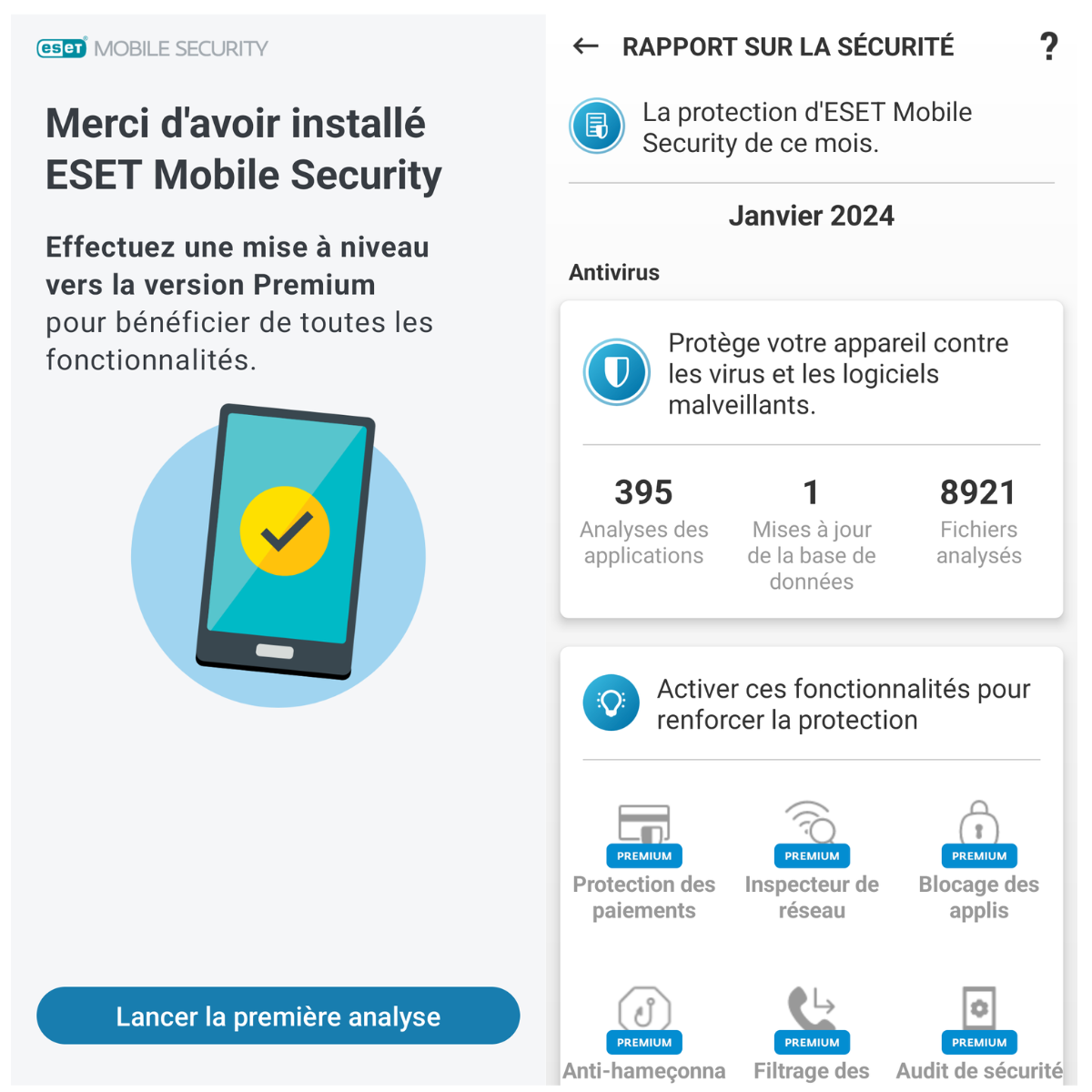 Analyses et rapports de sécurité sur l'application Eset Mobile Security © ESET, spol. s r.o