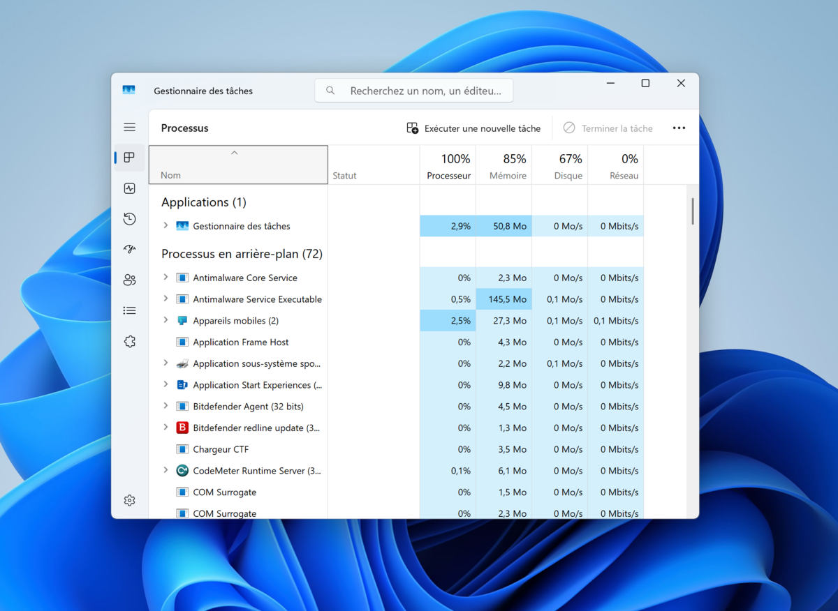 Un gestionnaire des tâches qui fonctionne bien. © Naïm Bada pour Clubic