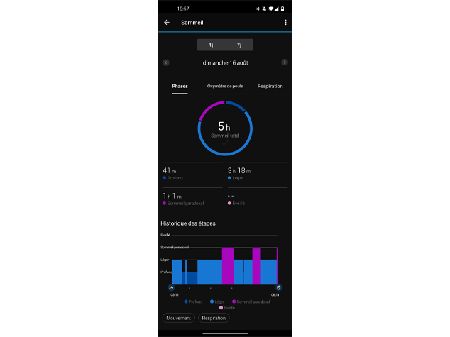 garmin sommeil