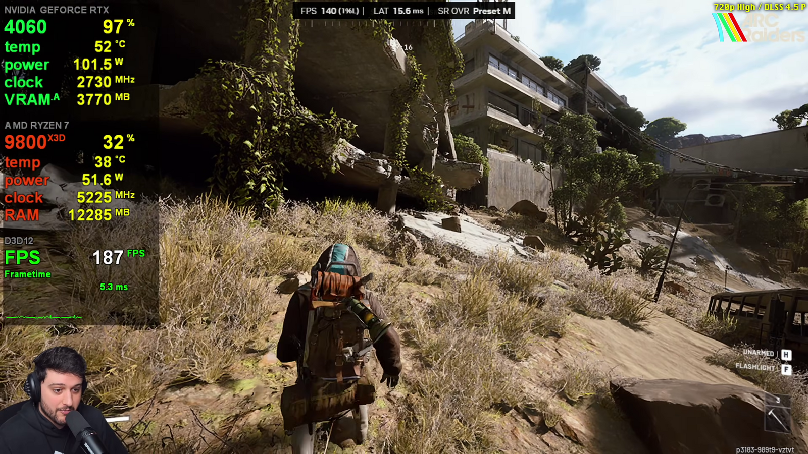 ARC Raiders, à gauche en 360p et à droite mis à l'échelle en 720p par DLSS 4.5. ©zWormz Gaming