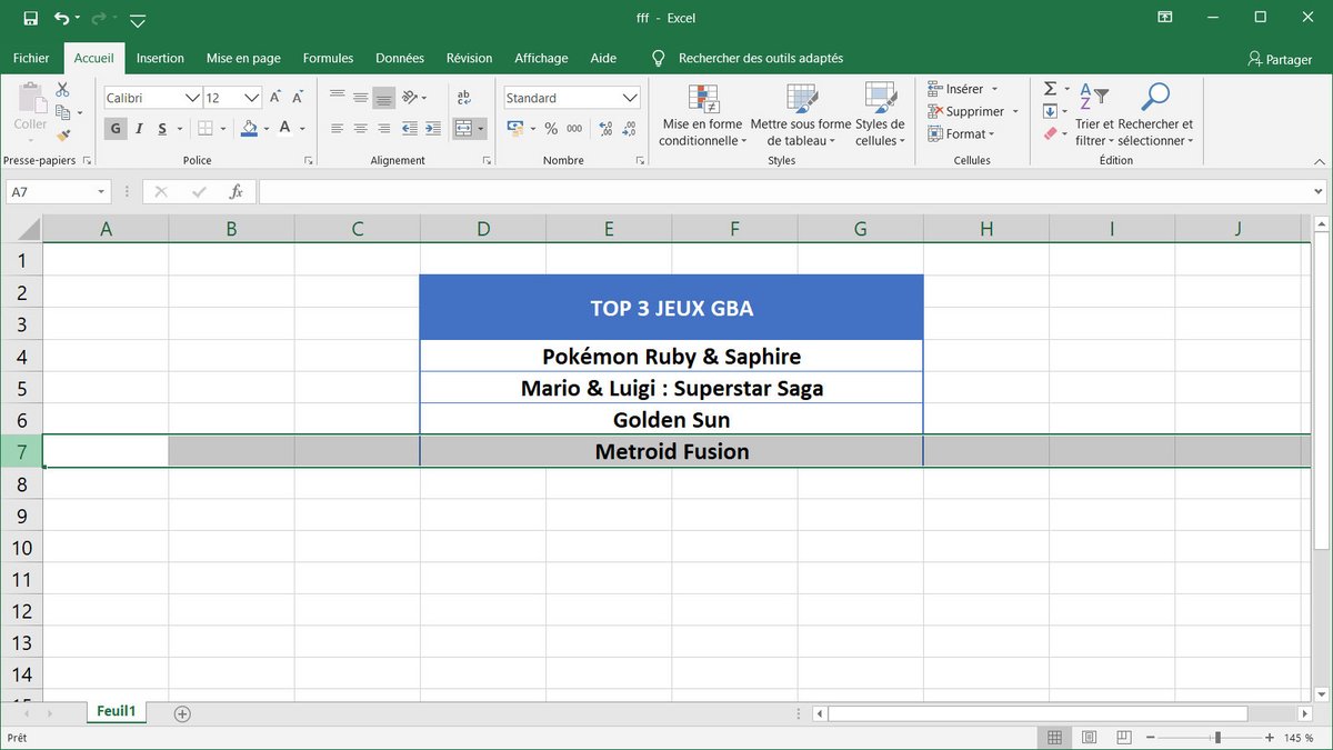 Tuto Excel