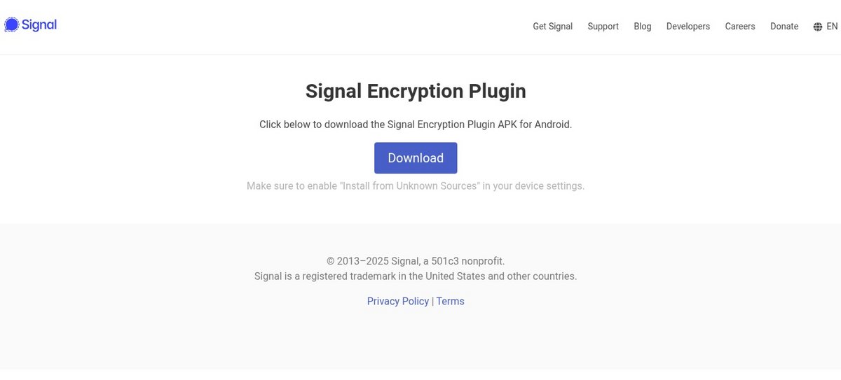 L'un des spywares identifiés se fait passer pour un plugin de chiffrement additionnel pour Signal et usurpe l'identité visuelle de la messagie afin d'entourlouper ses victimes. © ESET