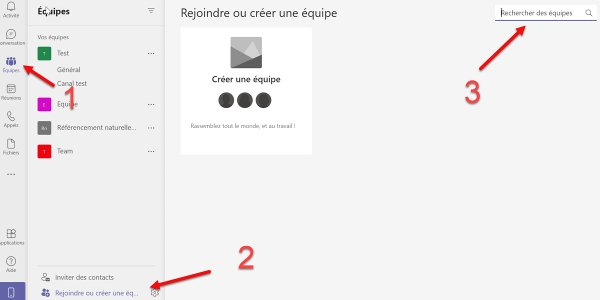 Microsoft Teams rejoindre équipe