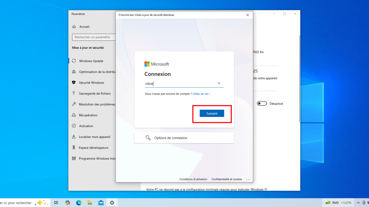 Connectez-vous à votre compte Microsoft, ou créez-en un. © Clubic