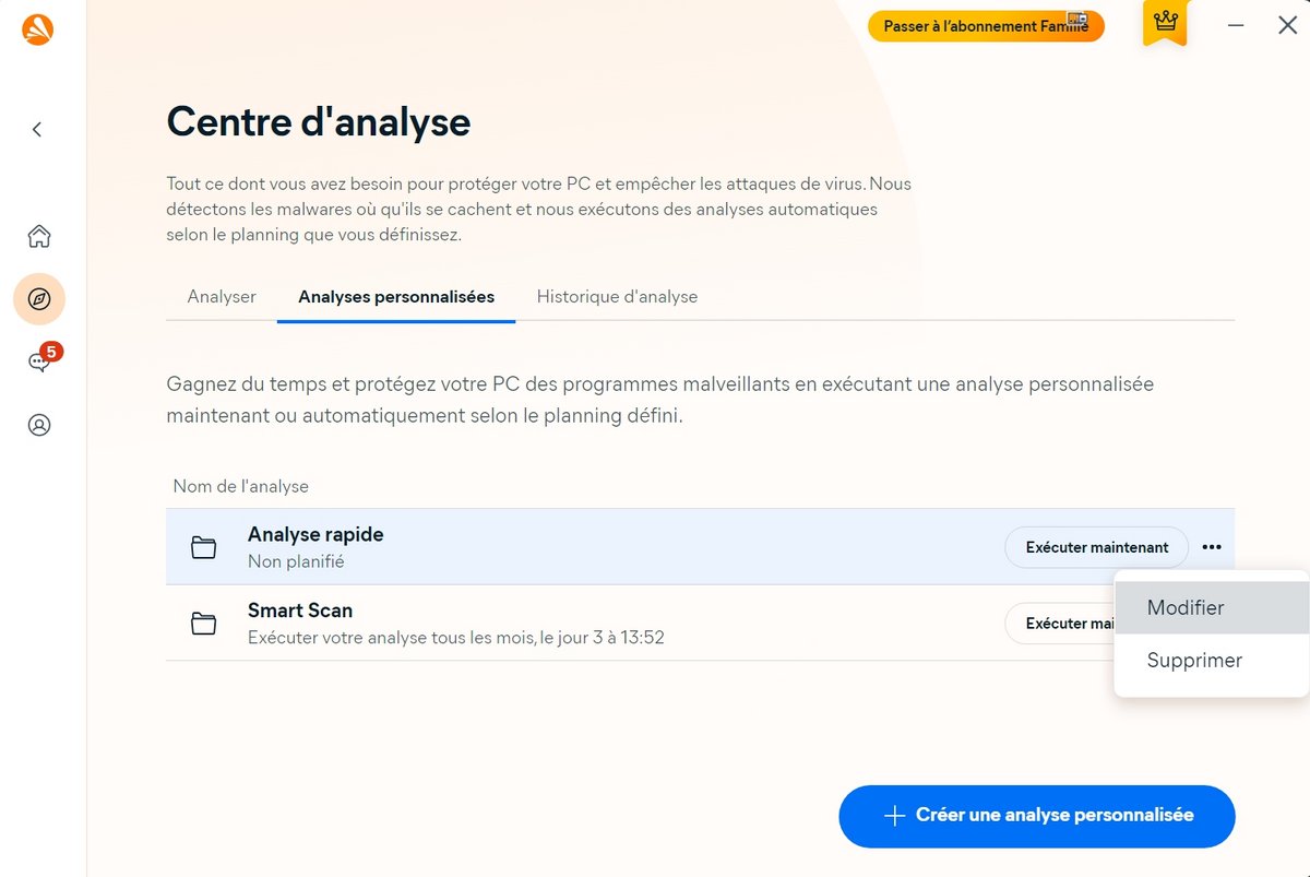 Avast One - Centre d'analyse