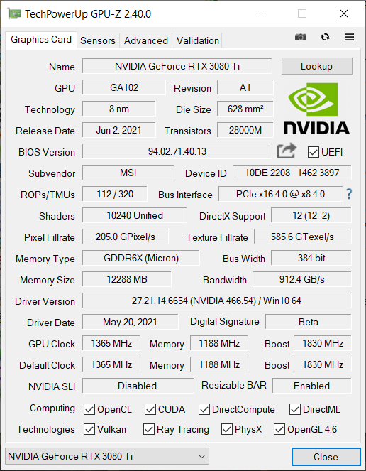 MSI GeForce RTX 3080 Ti Suprim X