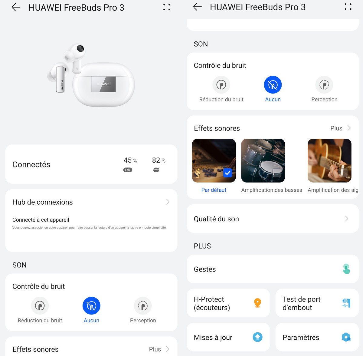 L'application de contrôle des FreeBuds Pro 3 © Huawei