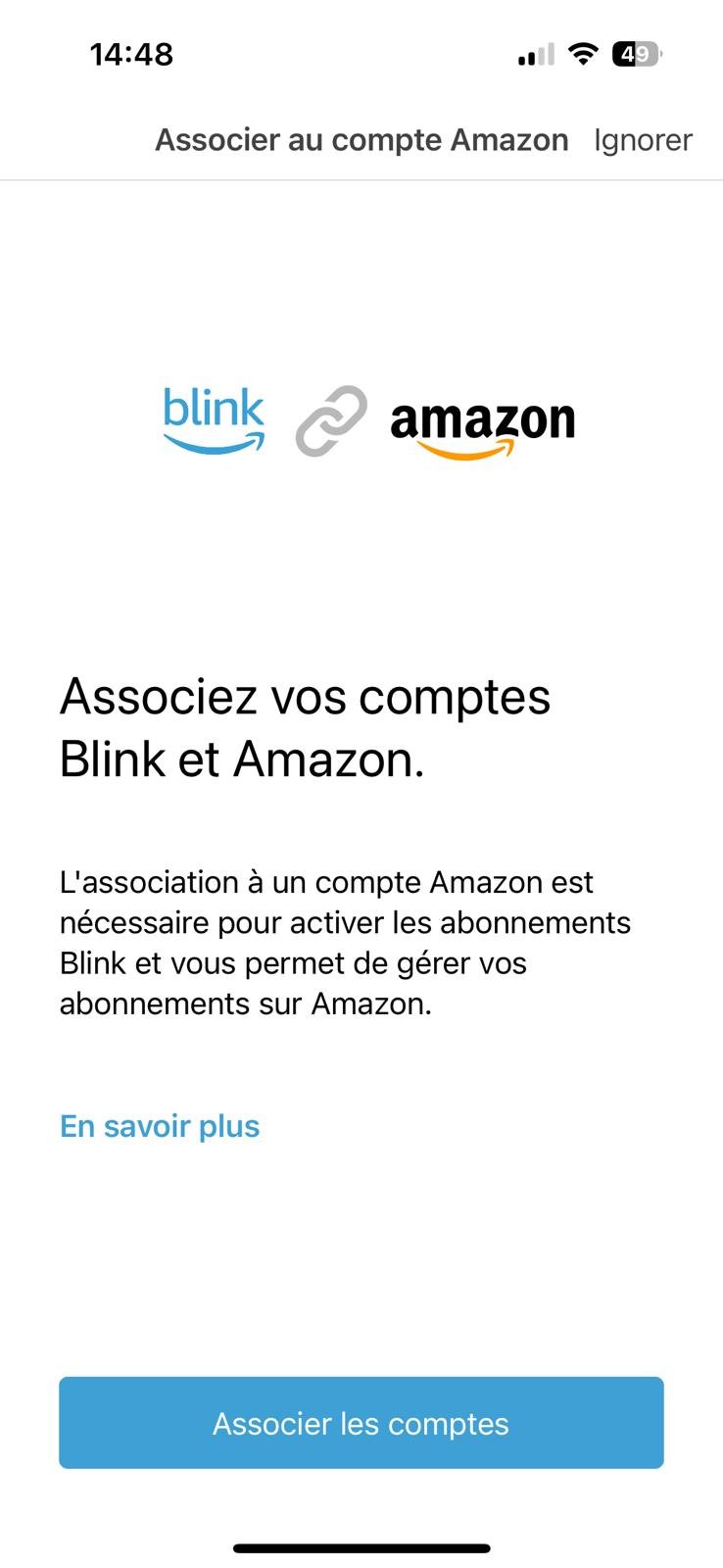 À vous d'associer (ou pas) votre compte Blink à votre compte Amazon © Clubic