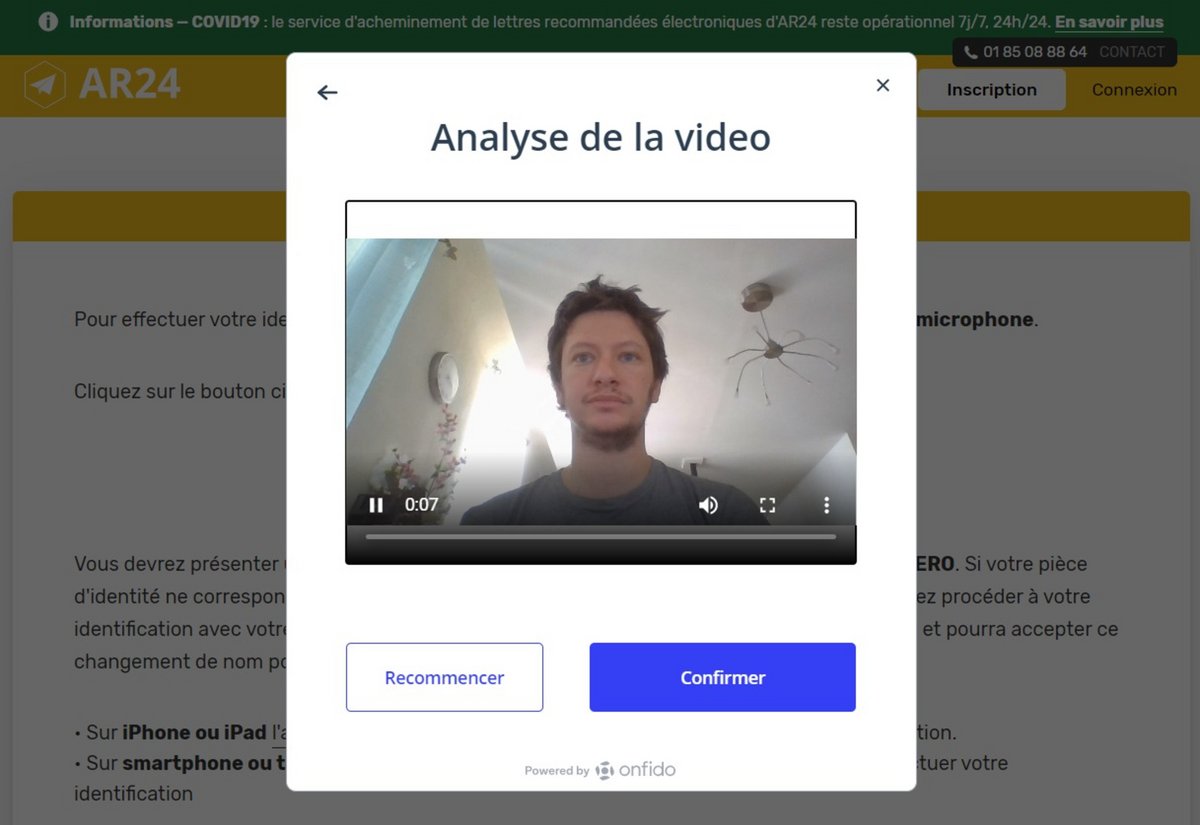 AR24 prend en charge la reconnaissance faciale pour prouver votre identité avant « d'ouvrir une lettre recommandée » en ligne
