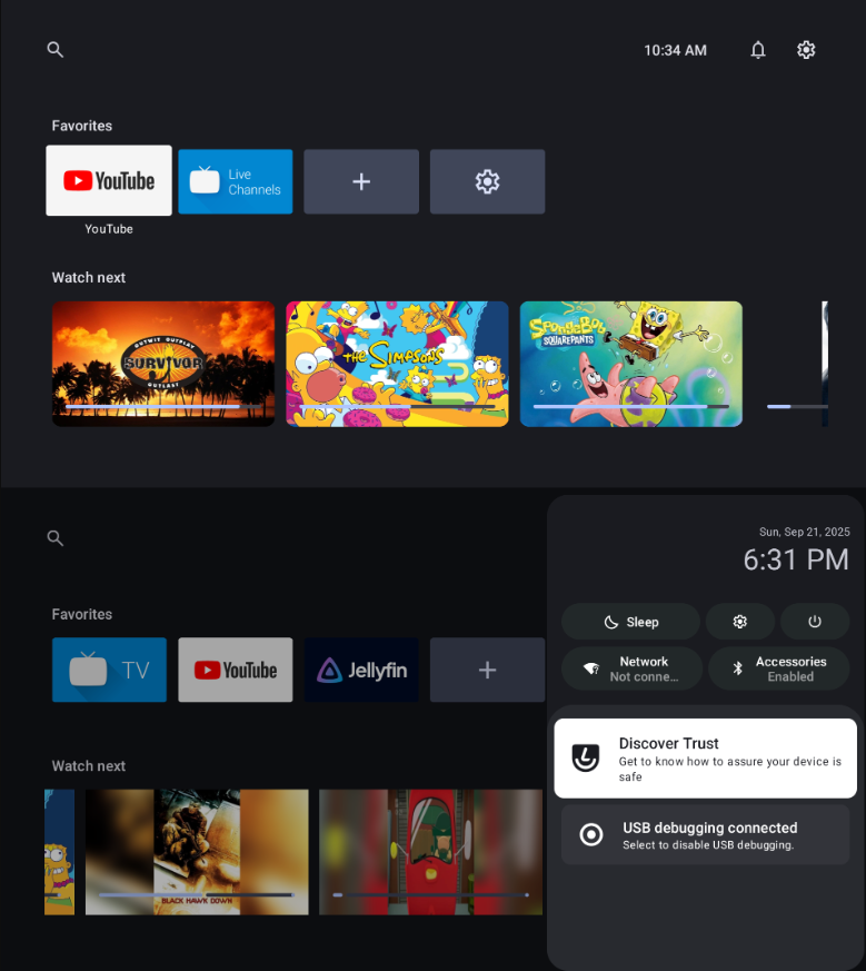 Catapult, le nouveau lanceur personnalisé pour Android TV, plus épuré que jamais. © Lineage