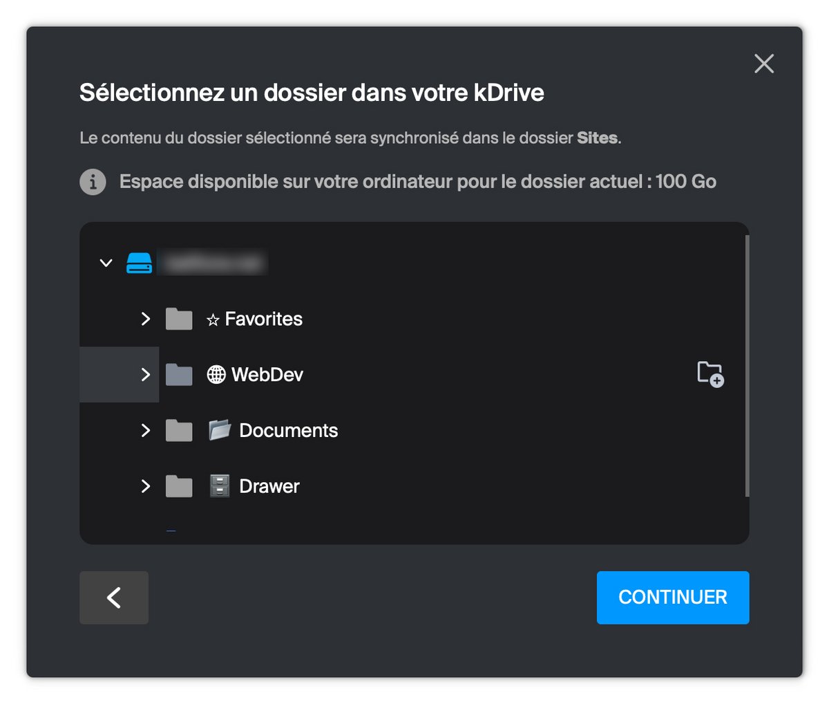 Infomaniak kDrive - Synchronisation sélective
