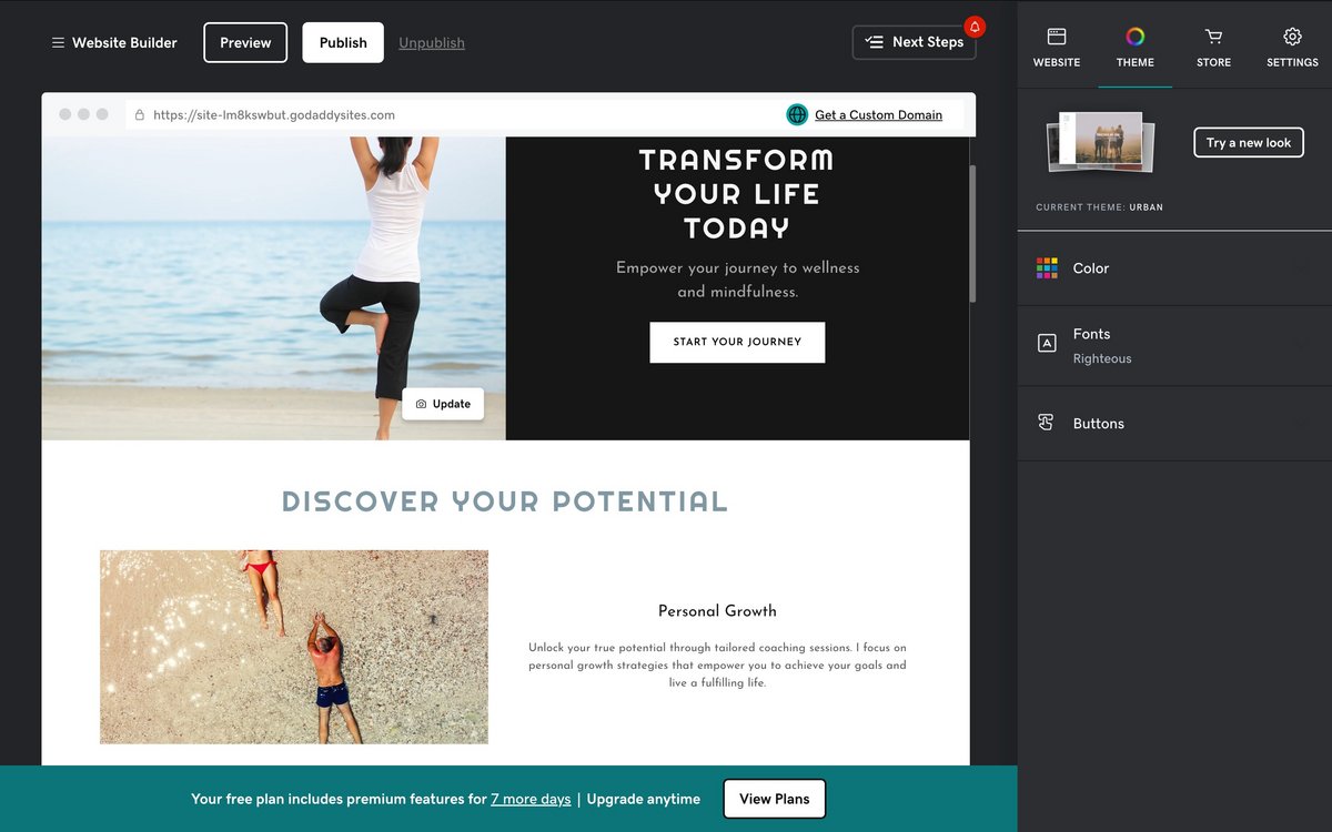 Créez votre site avec l'IA. ©GoDaddy Operating Company