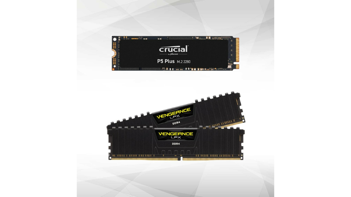 Le SSD Crucial P5 Plus 1 To et les 16 Go de RAM Corsair Vengeance