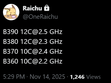 OneRaichu détaille les spécifications des quatre variantes d'iGPU Panther Lake. ©VideoCardz