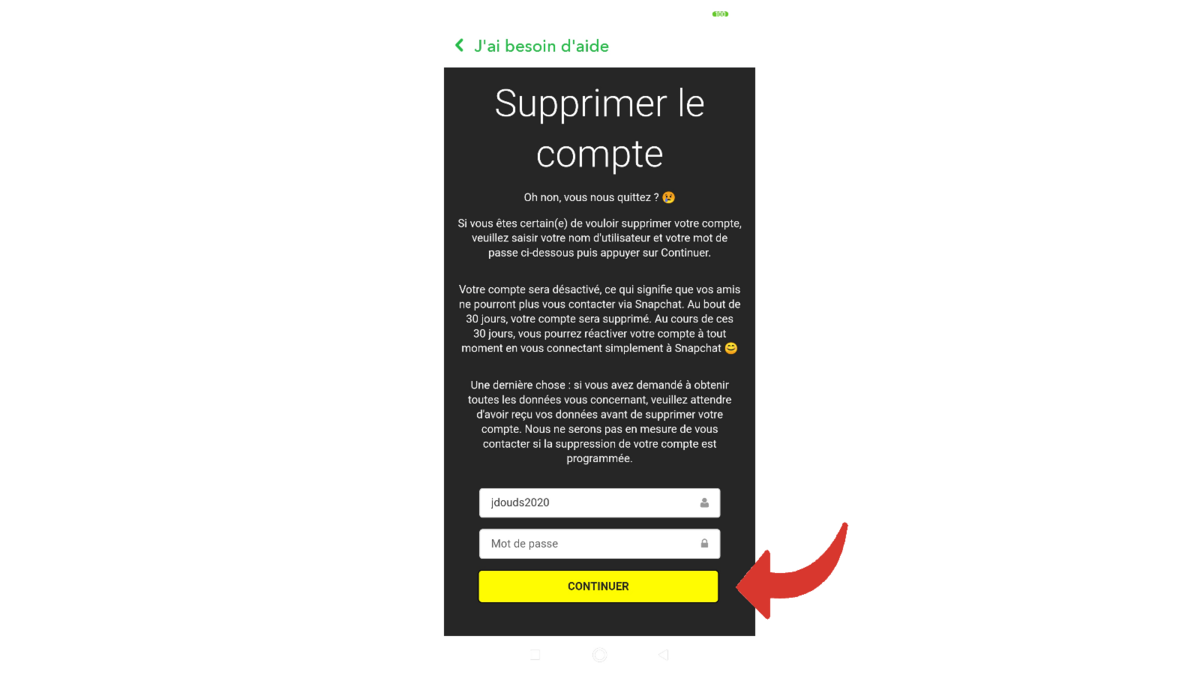 Tuto Snapchat supprimer