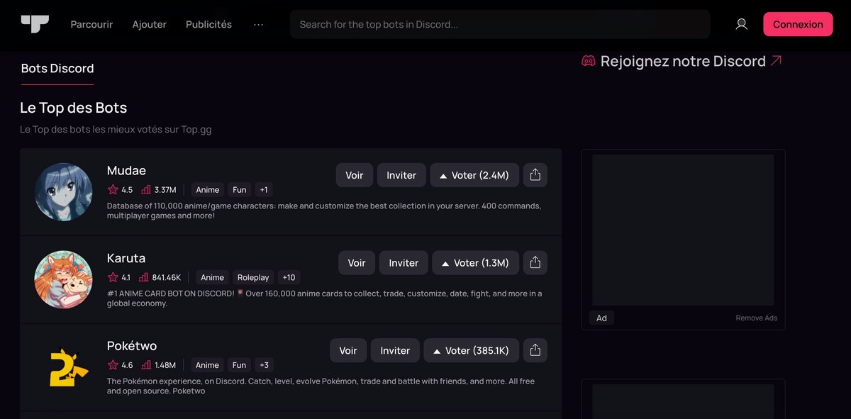 Trouvez des bots sur le site top.gg © Top.gg