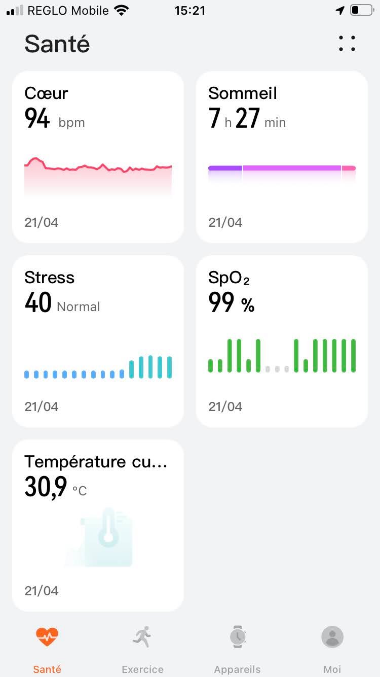 Huawei Santé - Menu principal 2