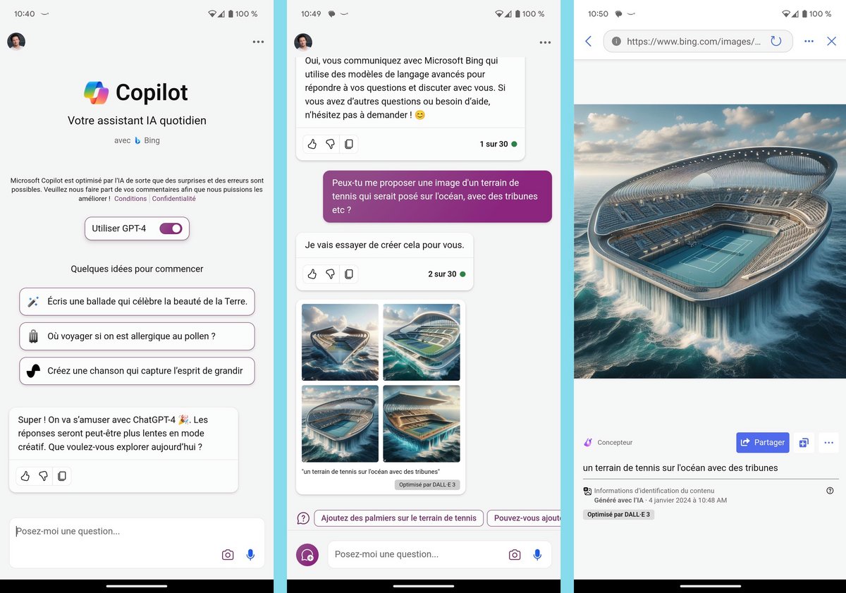 Petite utilisation de Copilot, sur Android © Alexandre Boero / Clubic