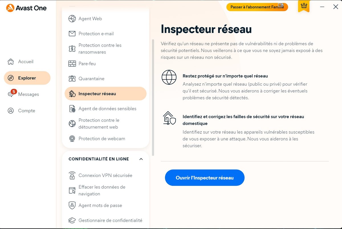 Avast One - Inspecteur réseau