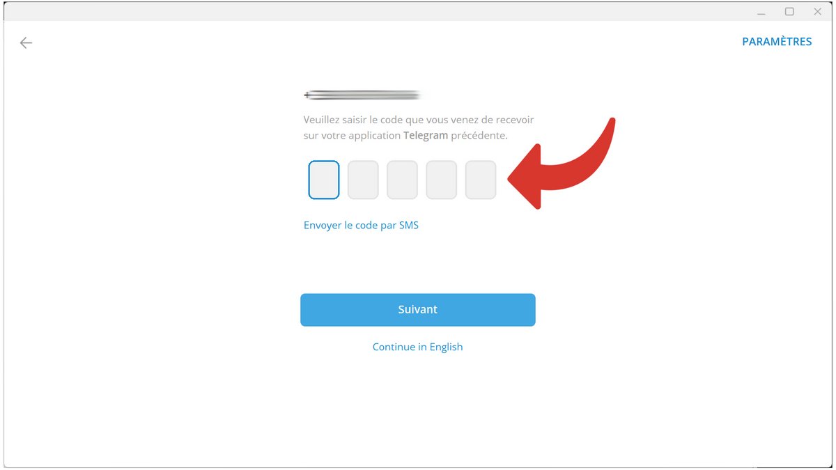 Saisissez le code de sécurité reçu par SMS ou dans l'application Telegram © Axel Reghis pour Clubic
