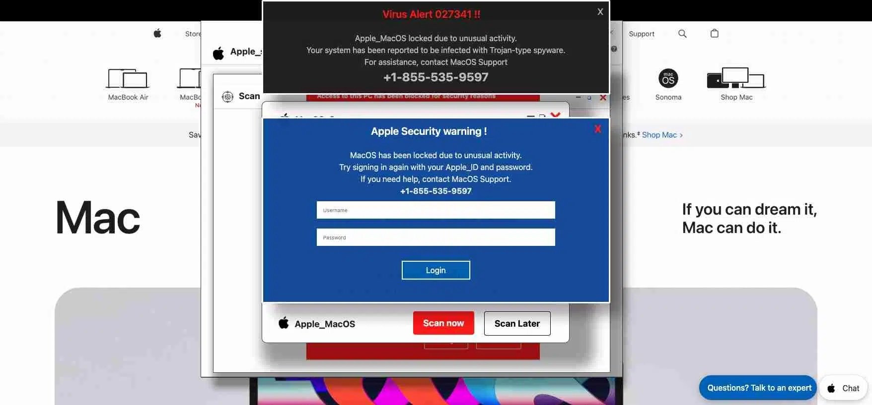 Les alertes malveillantes imitent les aletes système de macOS pour soutirer les identifiants Apple de leurs victimes © LayerX Labs