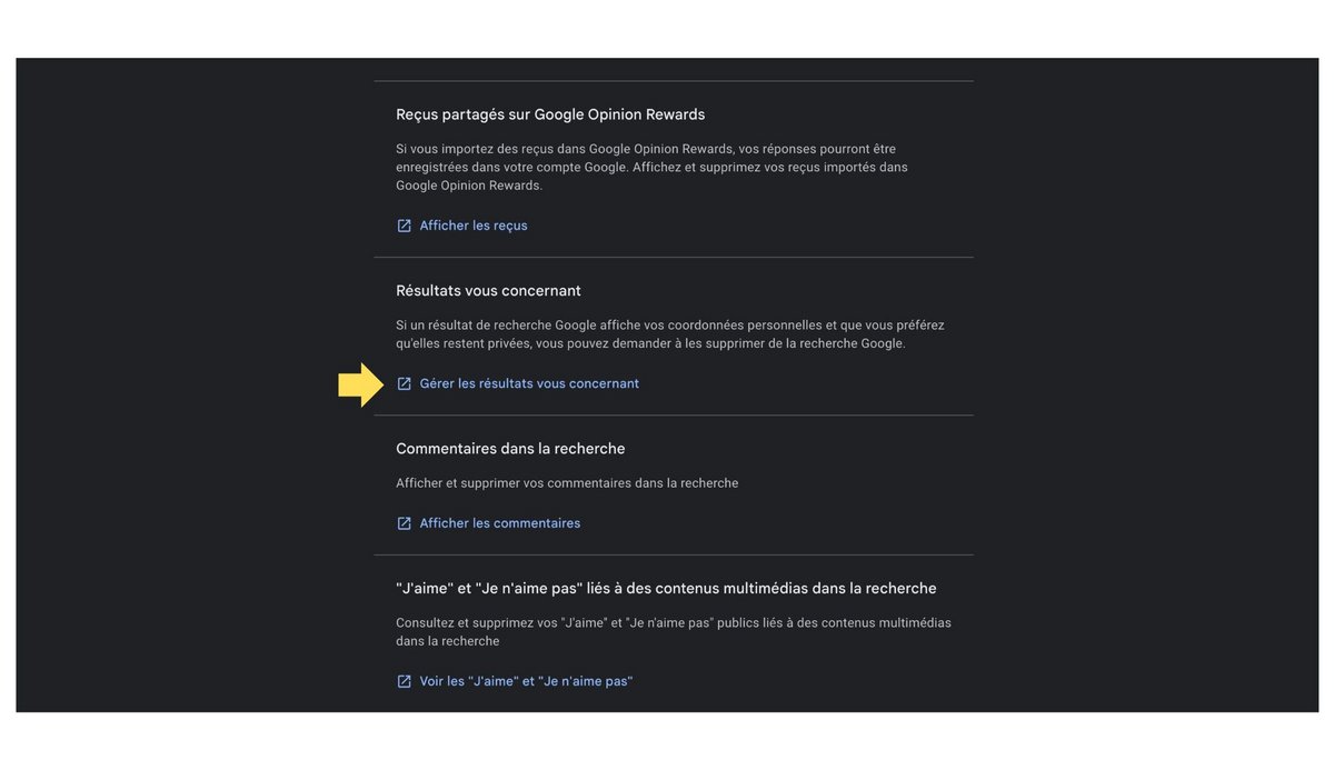 Maintenant, vous pouvez gérer les résultats qui vous concernent © Google