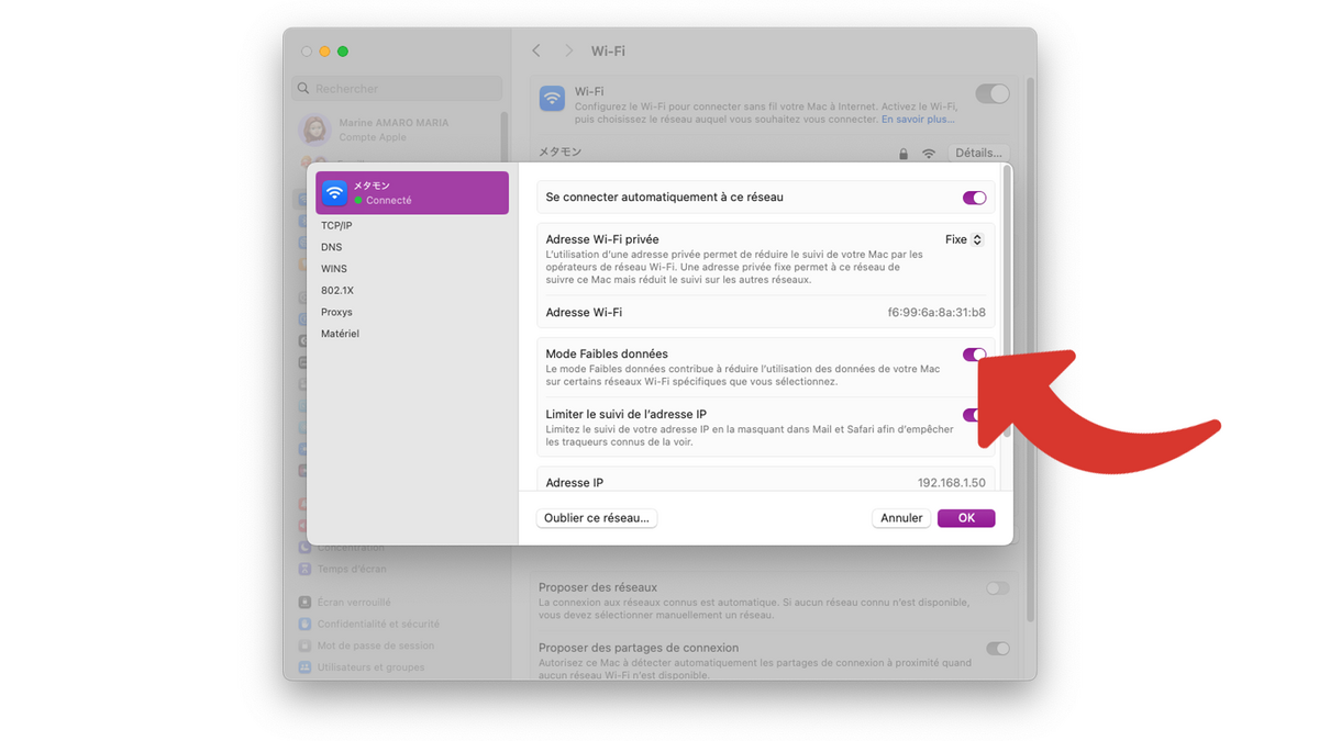 Activer le mode Faibles données sur Mac de ce réseau Wi-Fi © Clubic