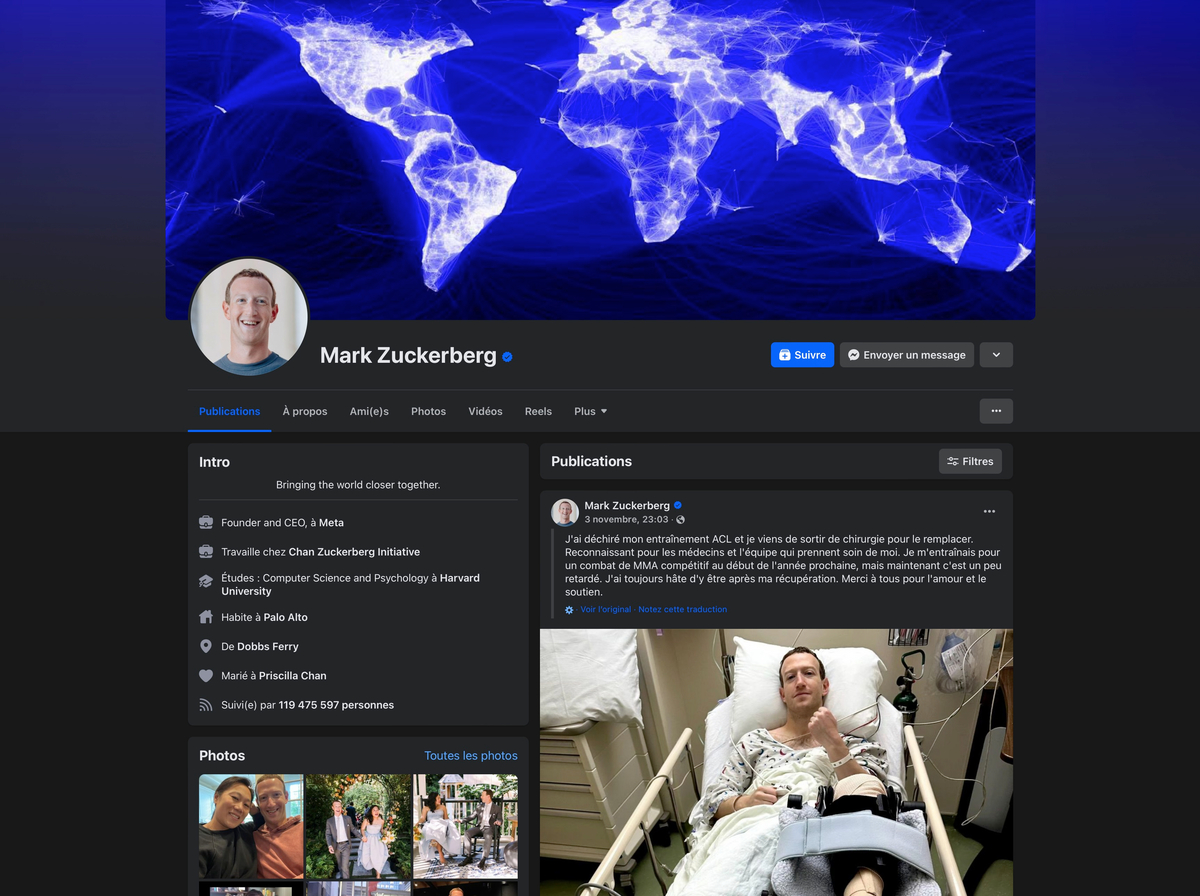 Profil du CEO de Meta sur Facebook / Capture d'écran