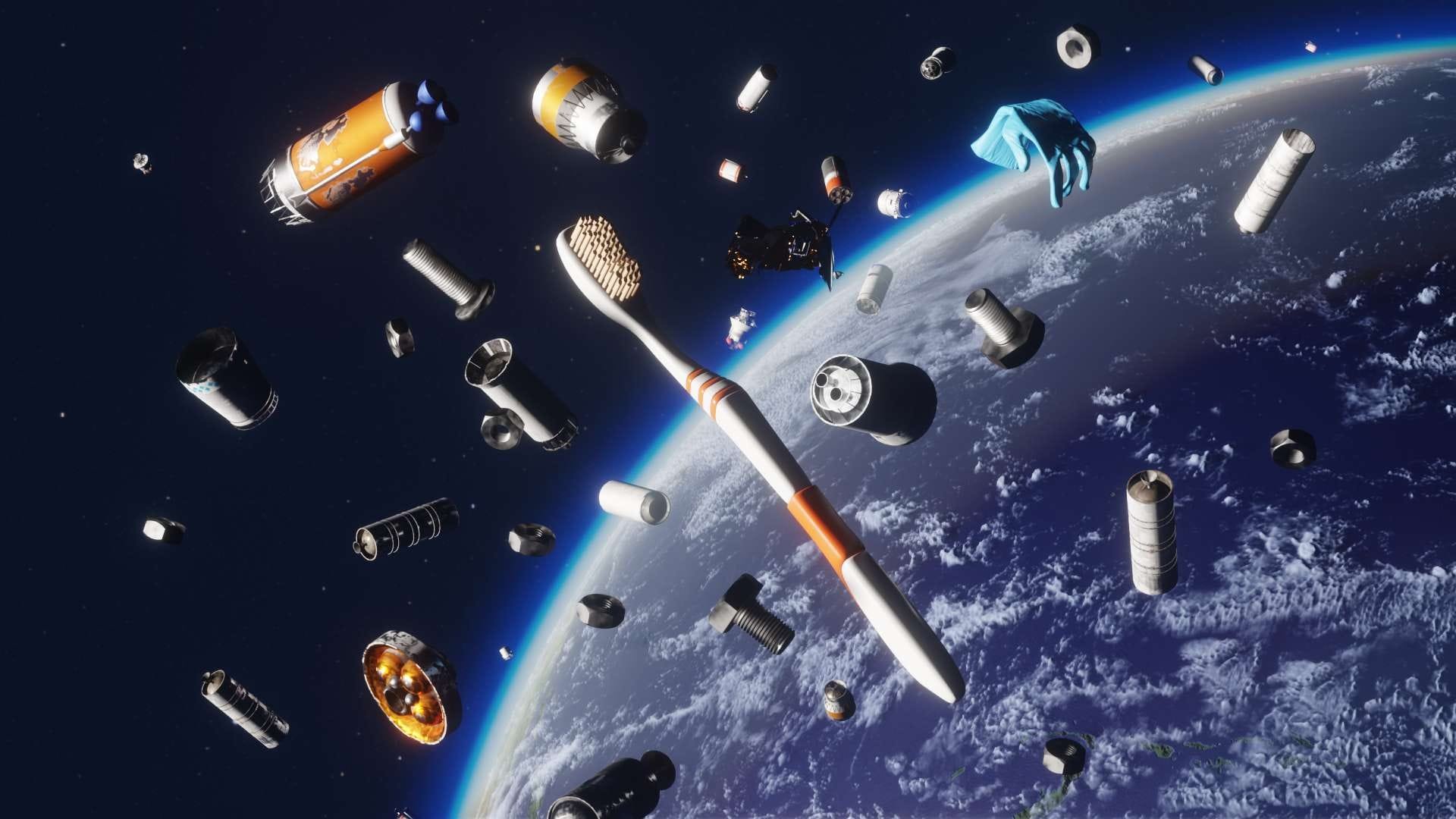 Vue d'artiste de la pollution provoquée par les débris spatiaux © Vito Technology, Inc.