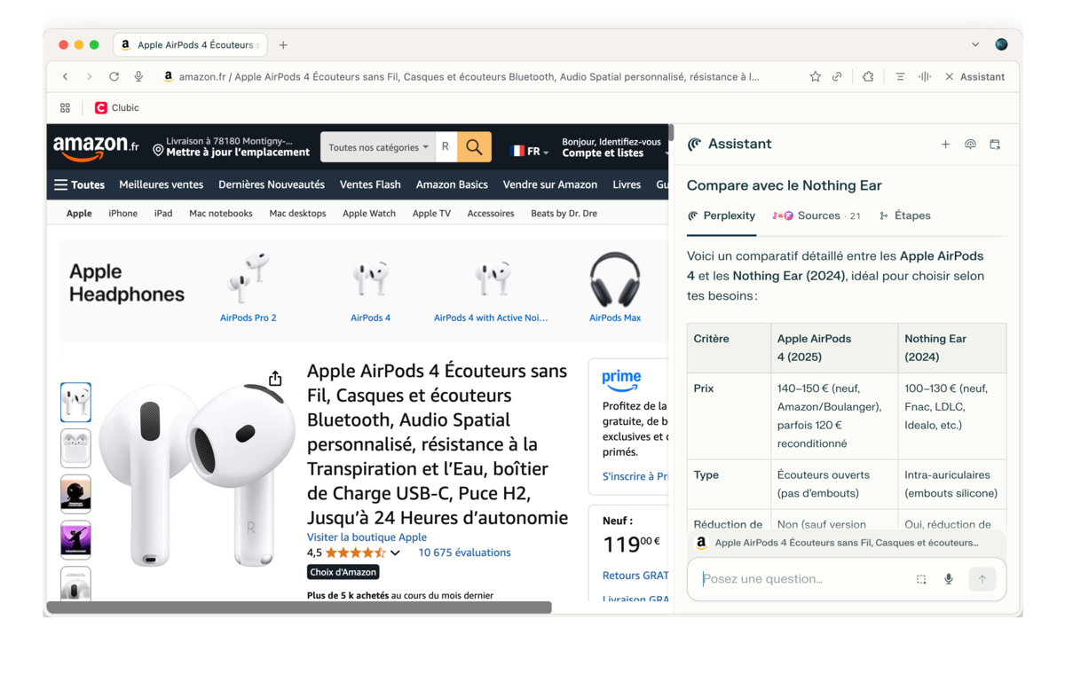 Perplexity Comet - La comparaison des prix