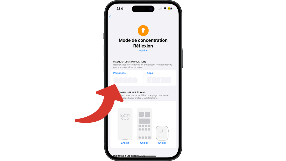 Accéder aux réglages de ce mode de concentration concernant les personnes © Clubic