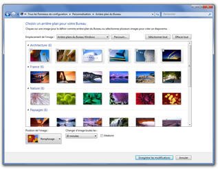 Options de personnalisation de Windows 7