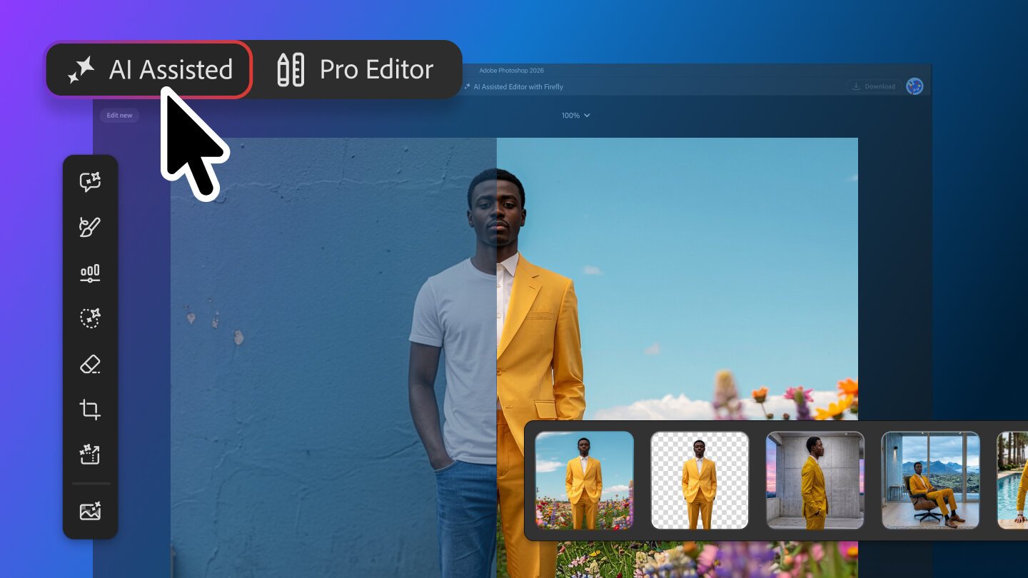 Deux interfaces vont maintenant se côtoyer dans Photoshop : celle qu'on connaît depuis des dizaines d'années et un éditeur IA où le prompt sera roi.  ©Adobe