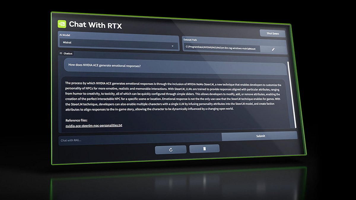 Chat With RTX, l'application de chat en local de NVIDIA. © NVIDIA